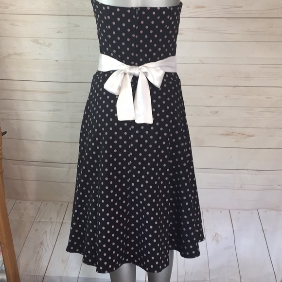 VTG Ruby Rox Sz 3 black Polka Dots A-Line Cap Sleeve Stretch Women